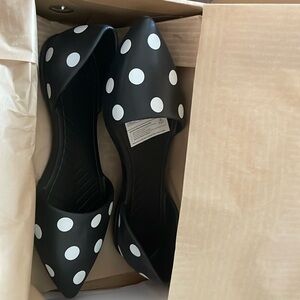 native Audrey black with white polkadot shoes